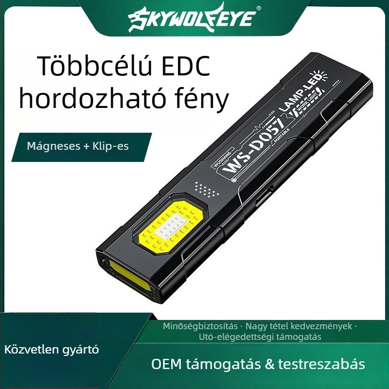 Kompakt mágneses COB LED elemlámpa, ultrakönnyű dizájn, újratölthető, 3W, 400 mAh akkumulátor, hatótávolság akár 50 m