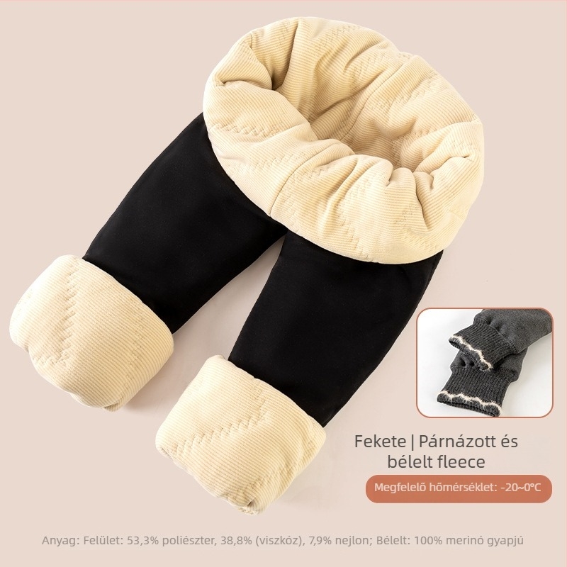 Lányok téli fleece-bevonatú leggings, poliészter anyagból, ősz–tél szezon, 2025