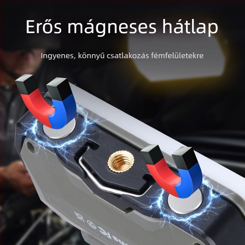 Kemping lámpa, többfunkciós és hordozható, hosszú üzemidejű feltöltött vészvilágítás mágneses rögzítéssel (LED, újratölthető, 3.7V, nyomógombos kapcsoló)