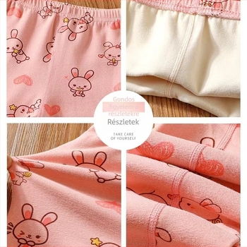 Gyerekeknek készült meleg leggings fleece béléssel, ősz-tél szezonra, középső derekú, 3–8 éveseknek, 90% poliészter keverék