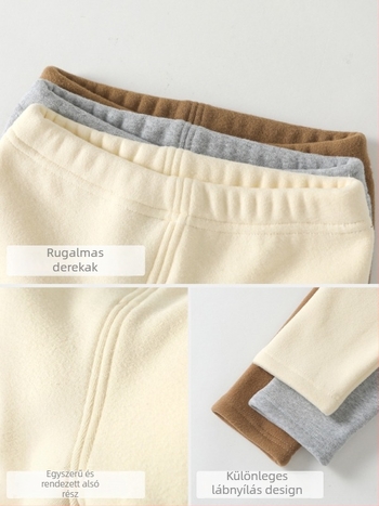 Lányoknak fleece-belélt melegítő leggings téli visehez — 96,3% pamut, fleece bélés, középmagas derekú, elasztikus derék, 1–3 éveseknek