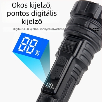 LED zseblámpa erős fénnyel és lézerrel, kültéri újratölthető COB munkalámpa, 1200mAh, 10W, 200–500 m hatótáv, többfunkciós