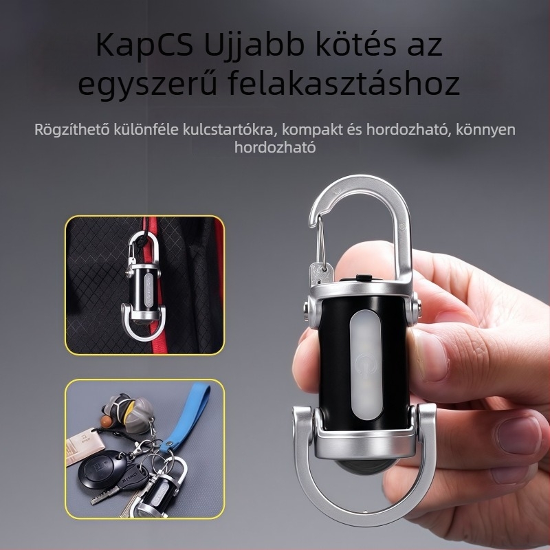 LED kulcstartó zseblámpa, újra tölthető, vészfunkcióval - Akkumulátor kapacitás 400, Teljesítmény 5, Sugárzási távolság 100–200 m, Üzemidő 2–3 óra