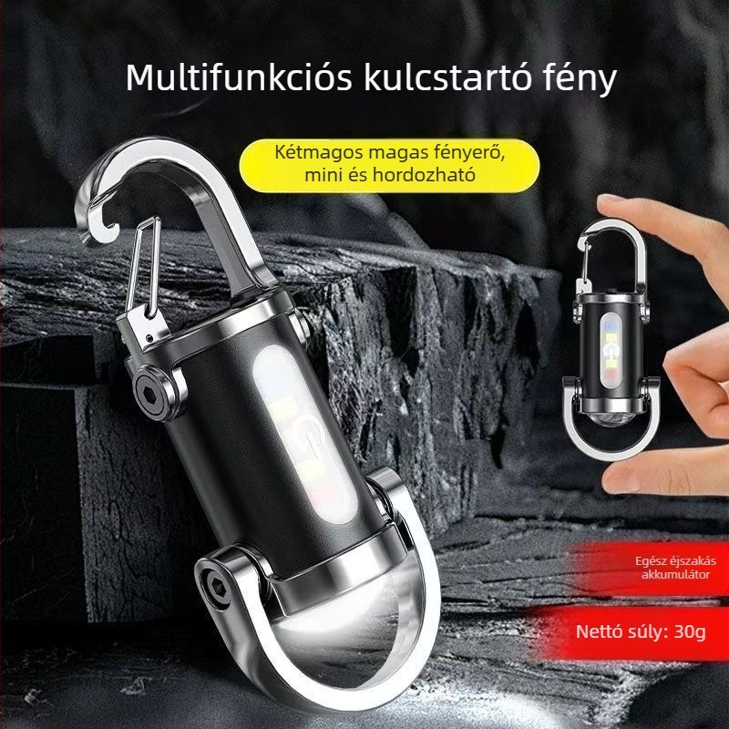 LED kulcstartó zseblámpa, újra tölthető, vészfunkcióval - Akkumulátor kapacitás 400, Teljesítmény 5, Sugárzási távolság 100–200 m, Üzemidő 2–3 óra