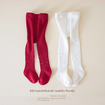 Gyerekeknek készült puha pamutból készült leggings kristálydíszítéssel, tavasz–ősz, magas elasztikusság, 3–8 év