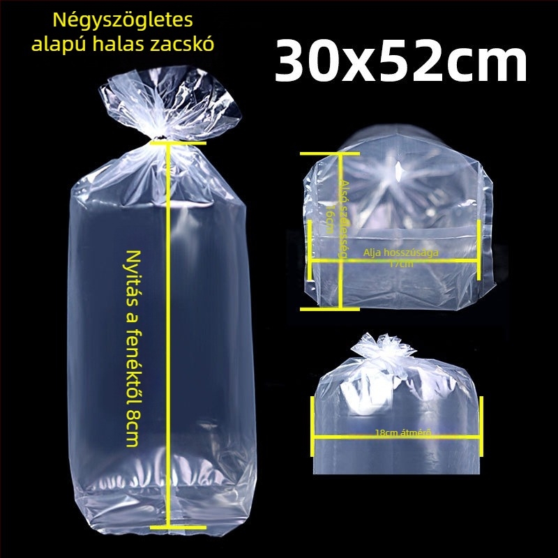 Élő díszhalak csomagoló taska szállításra, négyszögletes lapos aljzattal, vastagított műanyag