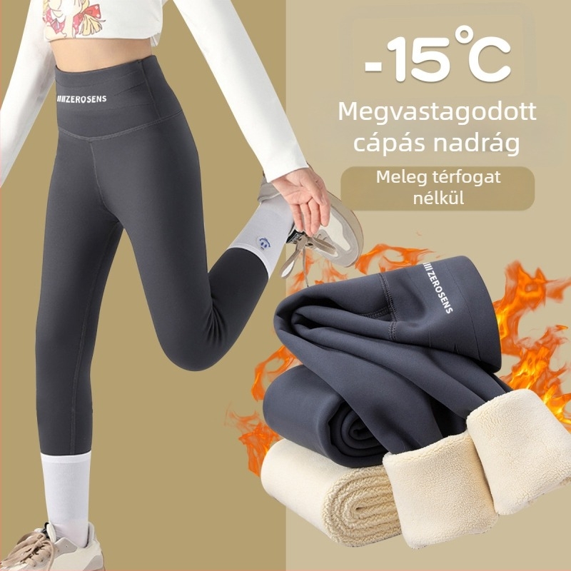Lányoknak készült jóga nadrág fleece belsővel, nylon 75,4%, magas derék, 9/10 hossz, elasztikus derék