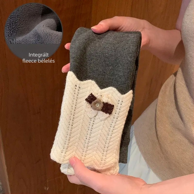 Gyerekeknek pamut leggings fleece béléssel, koreai stílus, középmagas derekú, őszi-téli 2024, 3–8 éveseknek