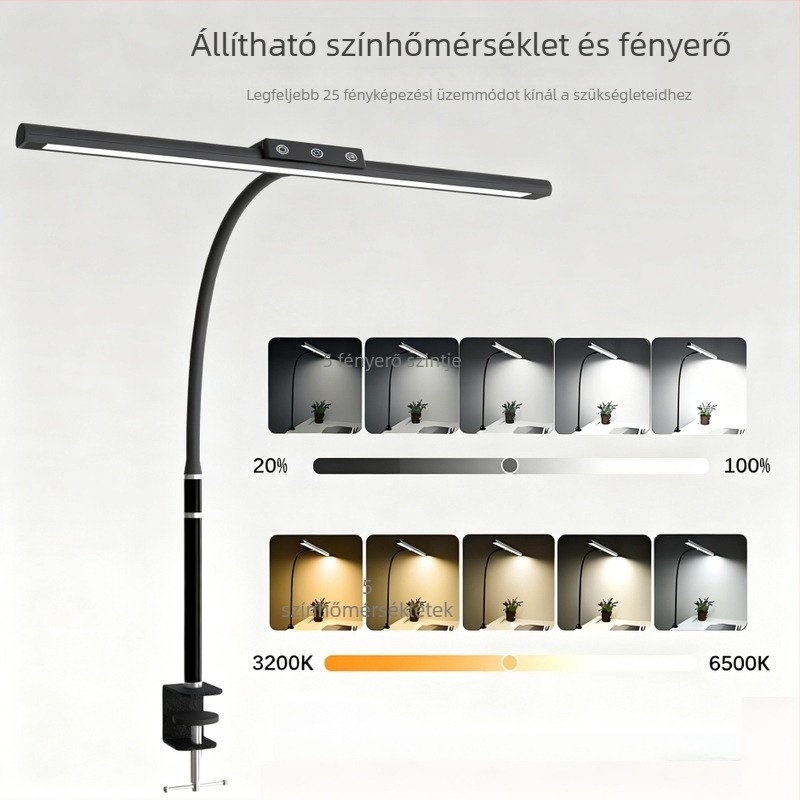 Csíptethető USB-s asztali lámpa monitorhoz – szemvédő LED, érintéses vezérlés, 8–12W