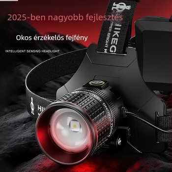 Fejlámpa LED 30W, vízálló, 500 m+ hatótáv, 18650 akkumulátor, újratölthető, 360° forgás, kézi töltés, ideális éjszakai horgászathoz és kirándulásokhoz