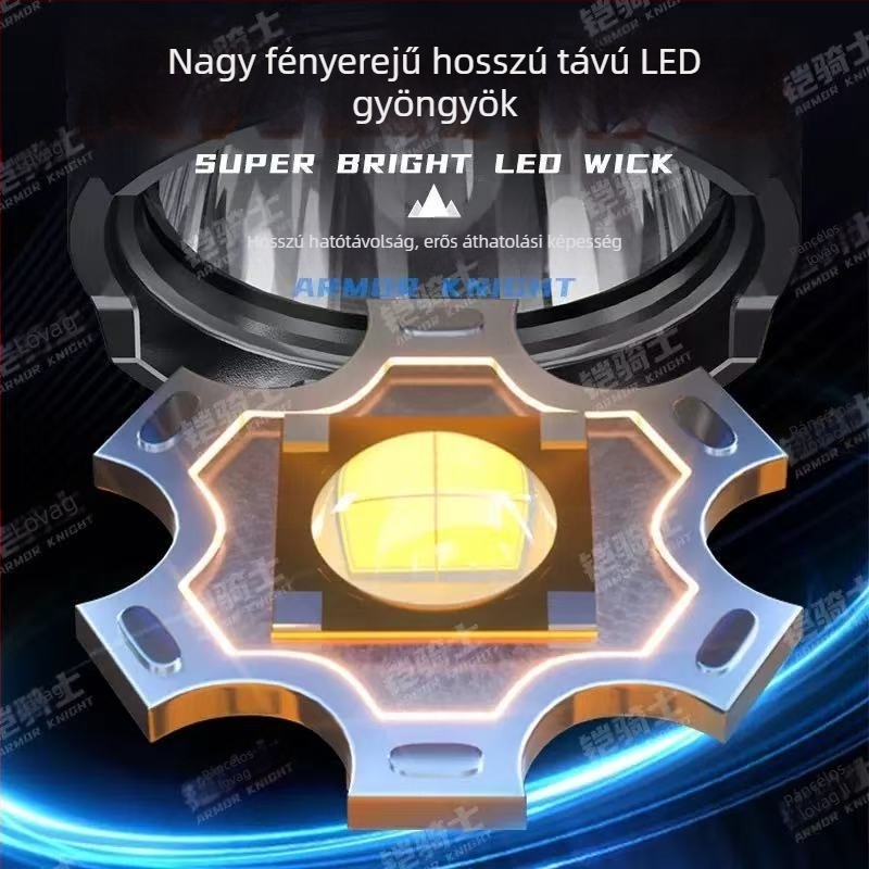 Kézi LED zseblámpa kültéri használatra hosszú hatótávolságú megvilágítással, Type-C töltés, 400 mAh akkumulátor, vízálló, többfunkciós