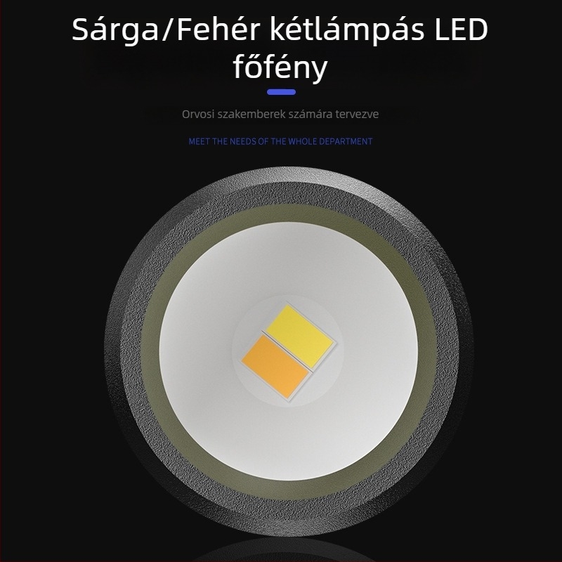 Kis tollklipszes LED zseblámpa, három LED-del, alumíniumötvözet test, 5W, elemmel működik