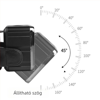 Fejlámpa USB-s újratölthető XTE LED-del, 20W, 50–100 m hatótávolság