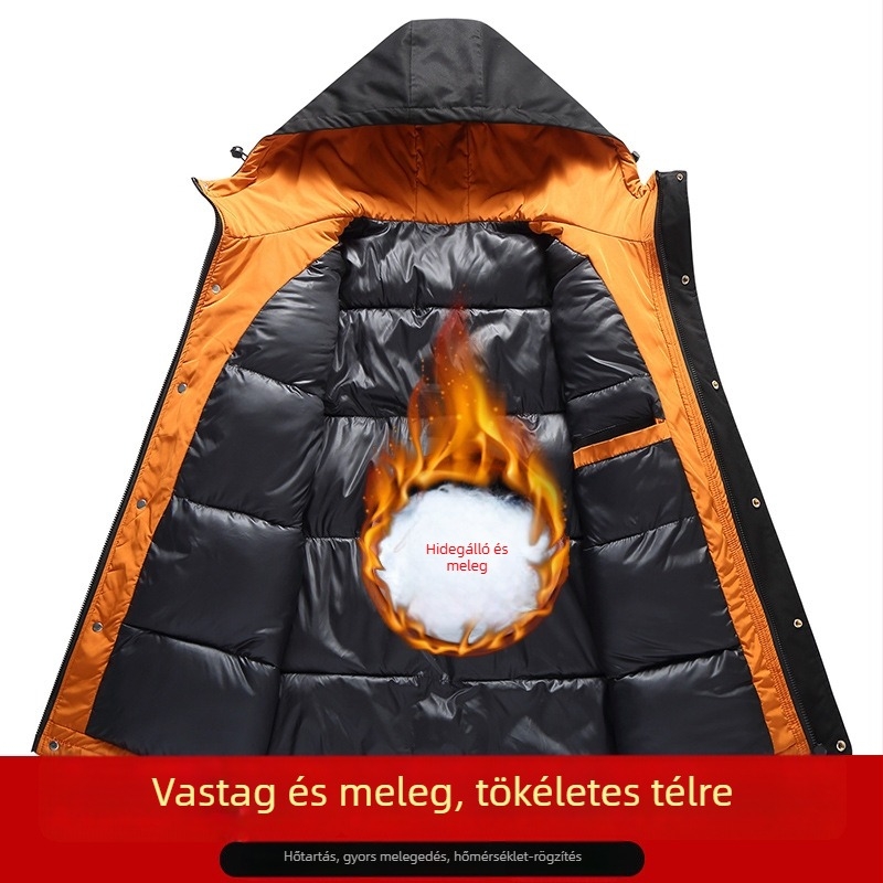 Plusz méretű férfi pamut bélelt dzseki kapucnival, téli, vastag és meleg, casual