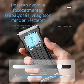 Kézben tartható kültéri LED zseblámpa, alumíniumötvözet test, újratölthető, 100–200 m hatótávolság