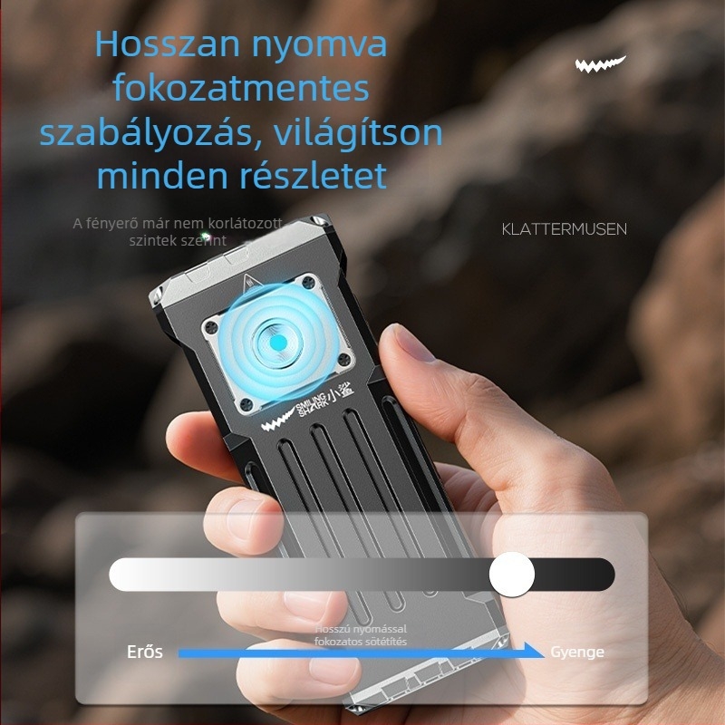 Kézben tartható kültéri LED zseblámpa, alumíniumötvözet test, újratölthető, 100–200 m hatótávolság