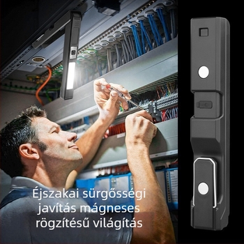 Újratölthető COB LED munkalámpa mágneses kampóval – hordozható vészhelyzeti és otthoni karbantartási világítás