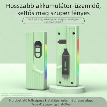 Többfunkciós LED munkalámpa piros és kék figyelmeztető fénnyel, digitális akkumulátor-szint kijelzővel, nagy kapacitású