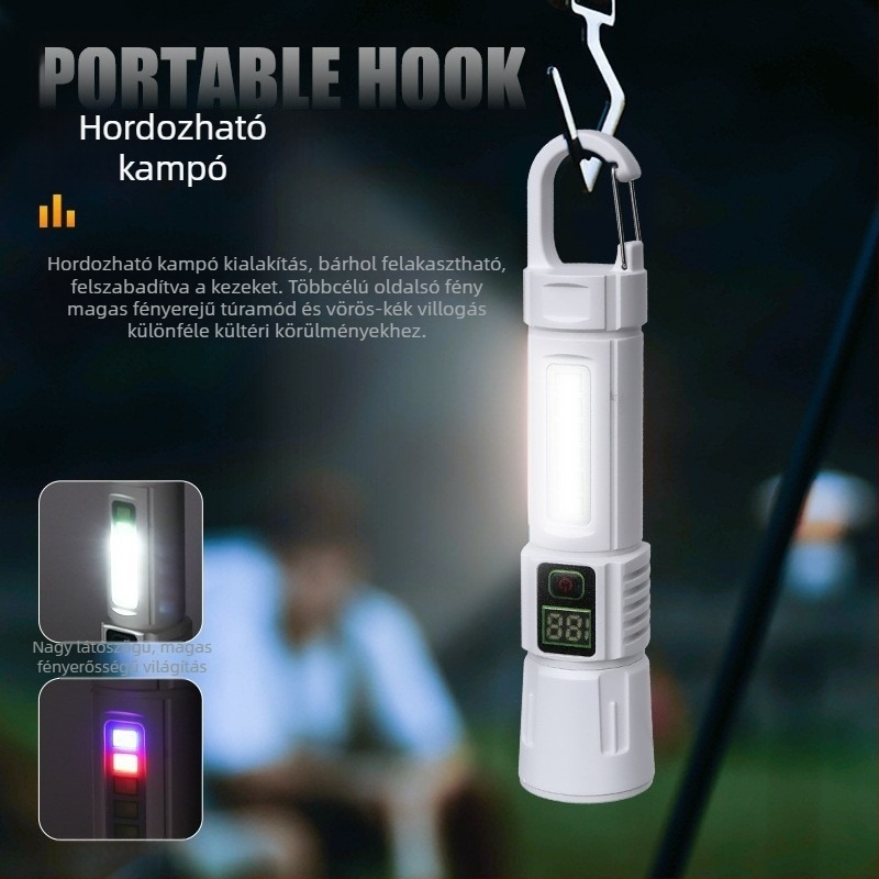 Zseblámpa lézerező zoommal, újratölthető, 10W, 1200mAh, hatótáv 100–200 m