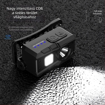 Szenzoros fejlámpa LED 5W, beépített 800 mAh akkumulátor, újratölthető, hatótáv 100–200 m