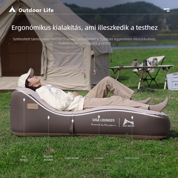 Kültéri és beltéri használatra szánt felfújható kanapé-ágy – hordozható, USB-töltés, TPU anyag, egyérintéses automata felfújás, súly 1,2 kg, max. terhelhetőség 150 kg