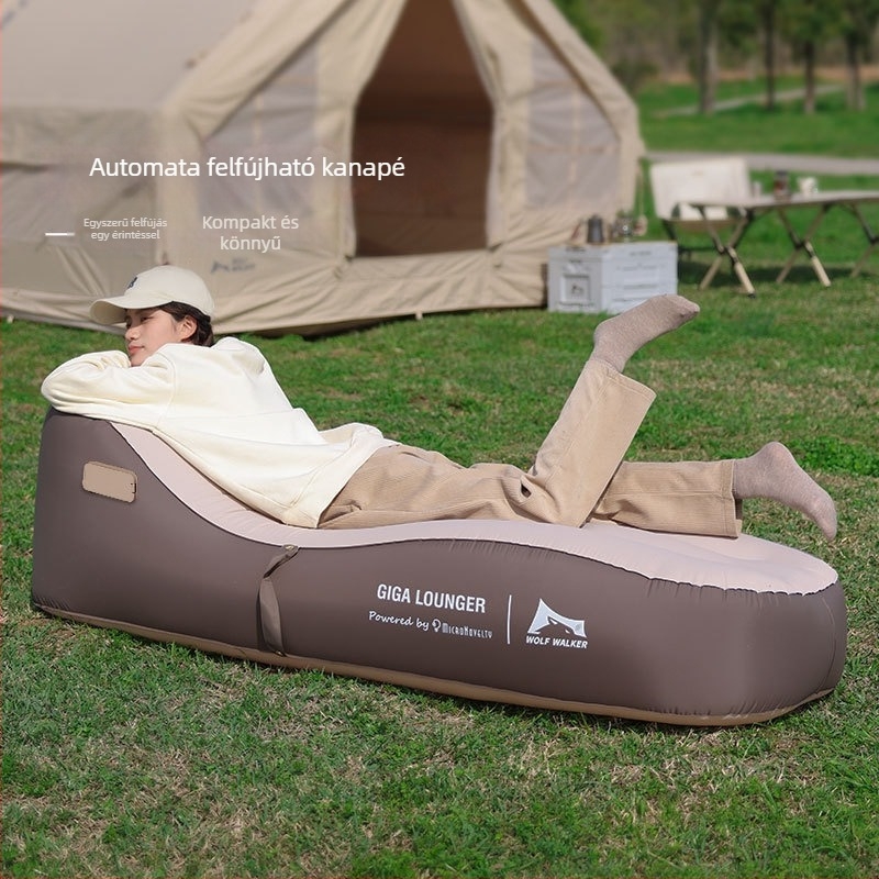 Kültéri és beltéri használatra szánt felfújható kanapé-ágy – hordozható, USB-töltés, TPU anyag, egyérintéses automata felfújás, súly 1,2 kg, max. terhelhetőség 150 kg