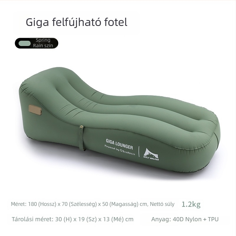 Kültéri és beltéri használatra szánt felfújható kanapé-ágy – hordozható, USB-töltés, TPU anyag, egyérintéses automata felfújás, súly 1,2 kg, max. terhelhetőség 150 kg