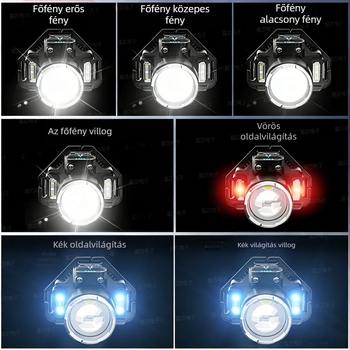 LED fejlámpa, 5W, beépített 3000mAh akkumulátor, töltővel, 100–200 m fénysugár