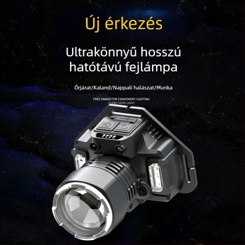 LED fejlámpa, 5W, beépített 3000mAh akkumulátor, töltővel, 100–200 m fénysugár