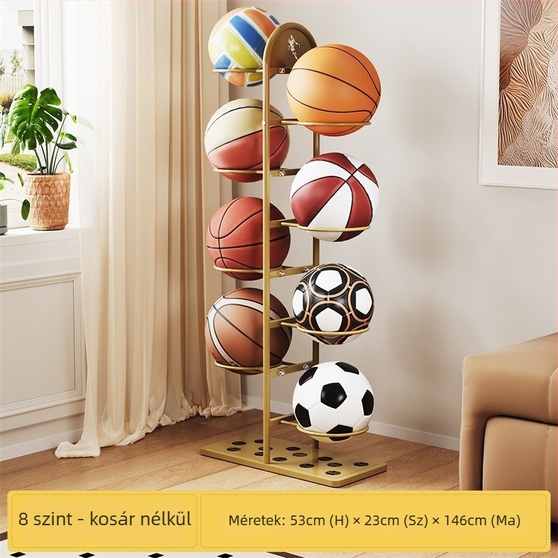 Acél sportfelszerelés tároló állvány kosárlabda-labdákhoz és ütőkhöz