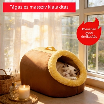 Macskamenedék vastag fleece-ből, zárt meleg fekvőhely beltéri/kinti használatra, minden évszakban, modell lx-926