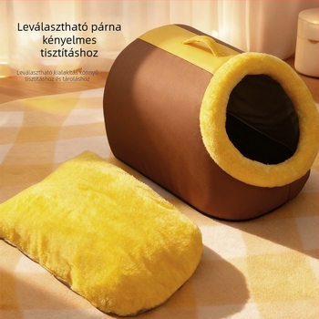 Macskamenedék vastag fleece-ből, zárt meleg fekvőhely beltéri/kinti használatra, minden évszakban, modell lx-926