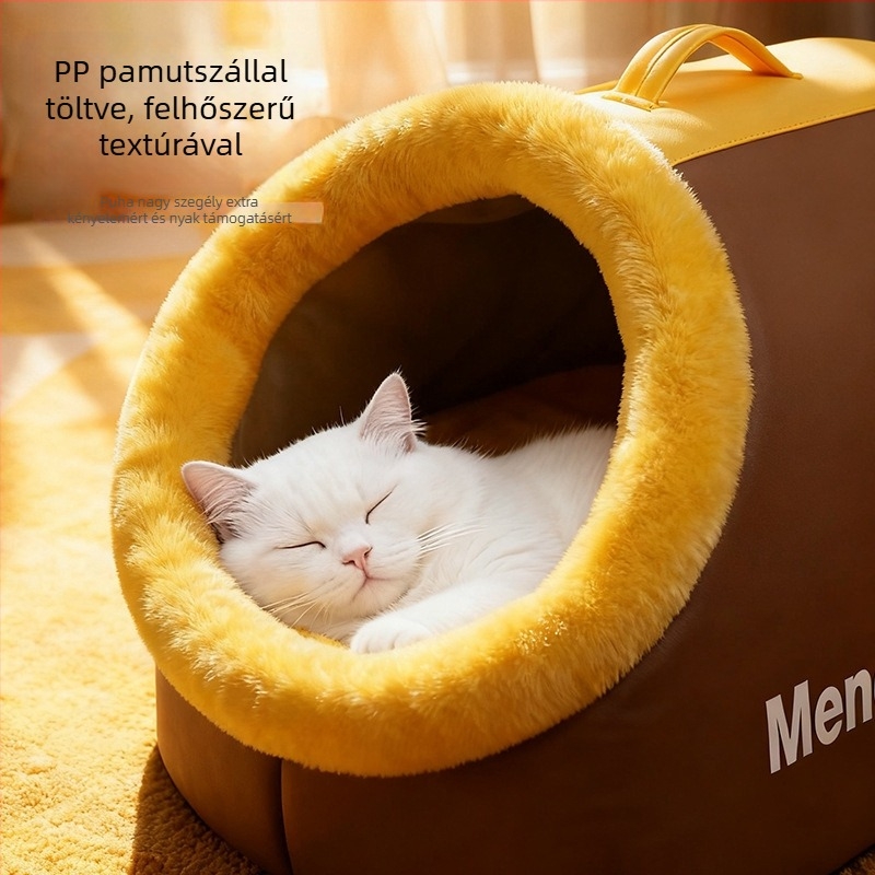 Macskamenedék vastag fleece-ből, zárt meleg fekvőhely beltéri/kinti használatra, minden évszakban, modell lx-926