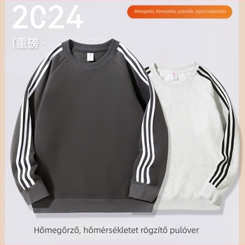 Női fleece-behúzott vast pulóver, lazább szabás, pamut-poliészter anyag, kerek nyakú