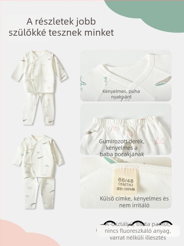 Pamut baba ruházati készlet 0–3 hónap: uniszex hosszú ujjú body és pizsama készlet