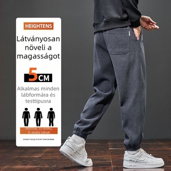 Férfi kötött jogging nadrág télre, egyenes szabású, középső derék, cipzáros zárás, velúr bélés