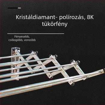 Falihoz rögzített teleszkópos ruhaszárító, rozsdamentes acélból és alumínium ötvözetből, összecsukható
