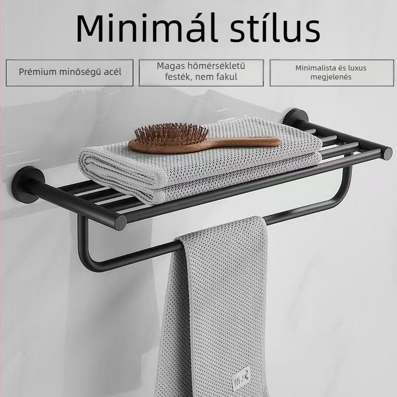 Kétszintes törölközőtartó 304 rozsdamentes acélból, matt csiszolt felülettel, 5 kg teherbírás