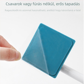 Sarok törölközőtartó, két darabos készlet, 6 kampó, falra szerelhető, fúrás nélkül, injekciós formázású műanyag–vas–PP kivitel