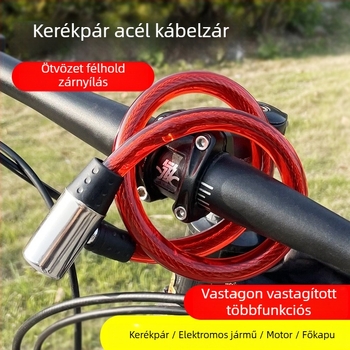 Ku Rui Kerékpár zár acél sodronnyal, kerékpárok és elektromos járművekhez, kb. 100 g, modern minimalist stílus