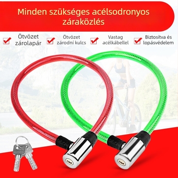 Ku Rui Kerékpár zár acél sodronnyal, kerékpárok és elektromos járművekhez, kb. 100 g, modern minimalist stílus