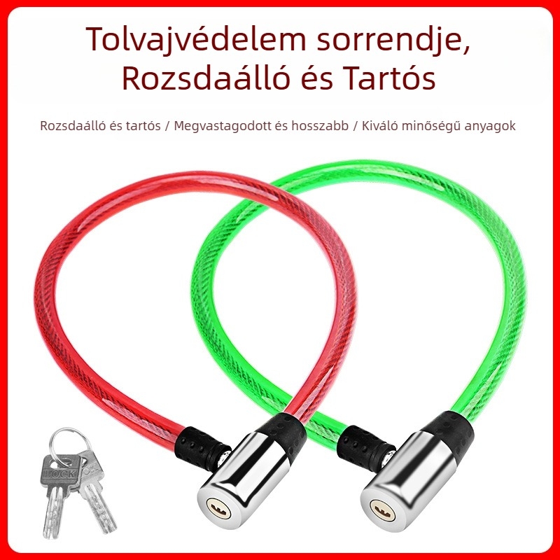 Ku Rui Kerékpár zár acél sodronnyal, kerékpárok és elektromos járművekhez, kb. 100 g, modern minimalist stílus
