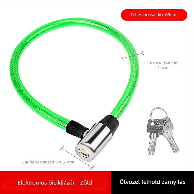Ku Rui Kerékpár zár acél sodronnyal, kerékpárok és elektromos járművekhez, kb. 100 g, modern minimalist stílus