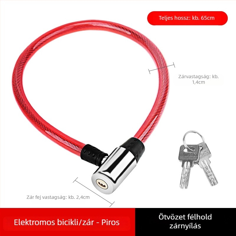 Ku Rui Kerékpár zár acél sodronnyal, kerékpárok és elektromos járművekhez, kb. 100 g, modern minimalist stílus