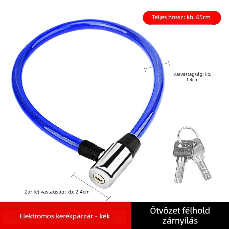 Ku Rui Kerékpár zár acél sodronnyal, kerékpárok és elektromos járművekhez, kb. 100 g, modern minimalist stílus