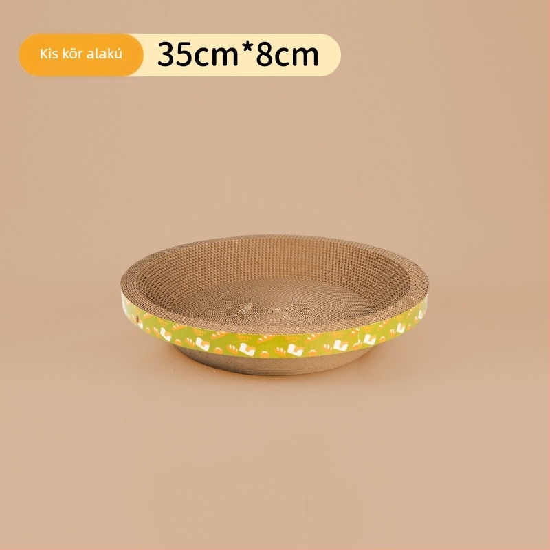 Macska karmoló tábla kör alakú gofrált kartonból készült tálkával, egyszerű stílus