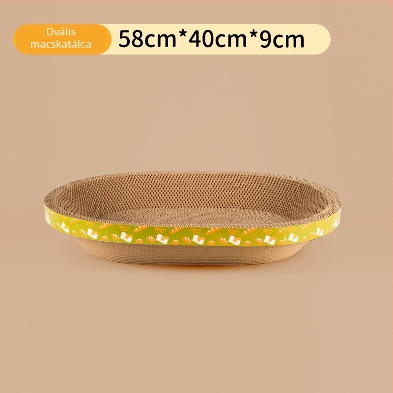 Macska karmoló tábla kör alakú gofrált kartonból készült tálkával, egyszerű stílus