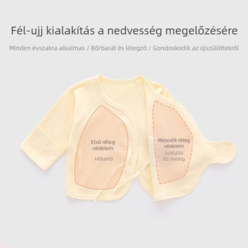 Újszülött babafelső 100% pamut, kerek nyakú, minden évszakra