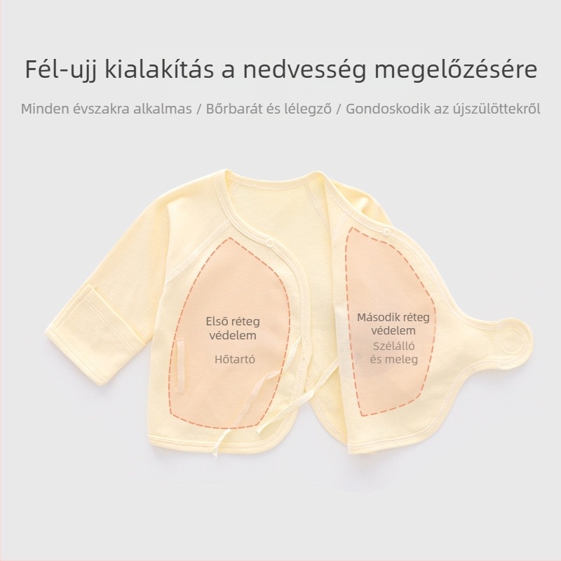 Újszülött babafelső 100% pamut, kerek nyakú, minden évszakra