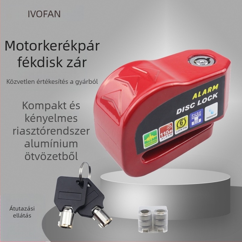 Alarmos féknyerget záró tárcsazár robogókhoz, elektromos járművekhez és kerékpárokhoz — alumínium ötvözet, 240 g, CP-4326-01/02/03 modellek, vízálló anti-theft zár